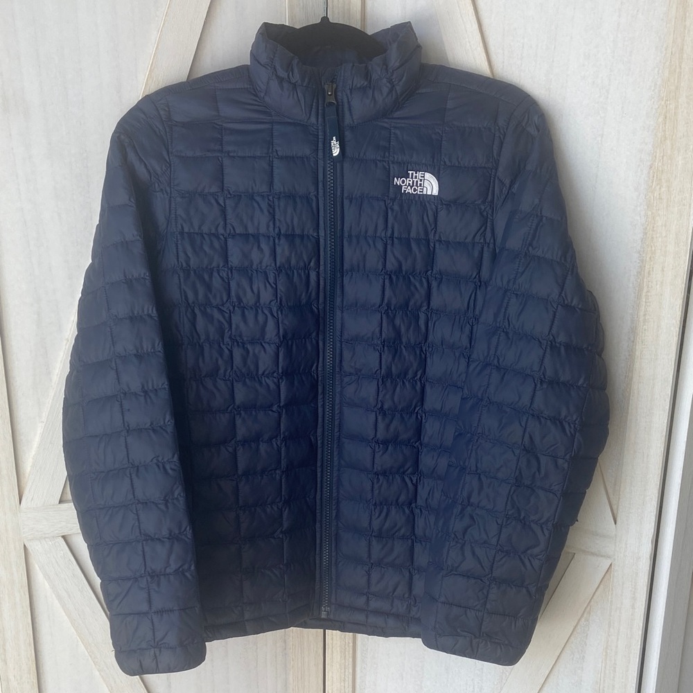 The North Face Boys Kids Navy Blue Thermoball Puffer Jacket Size L 14/16